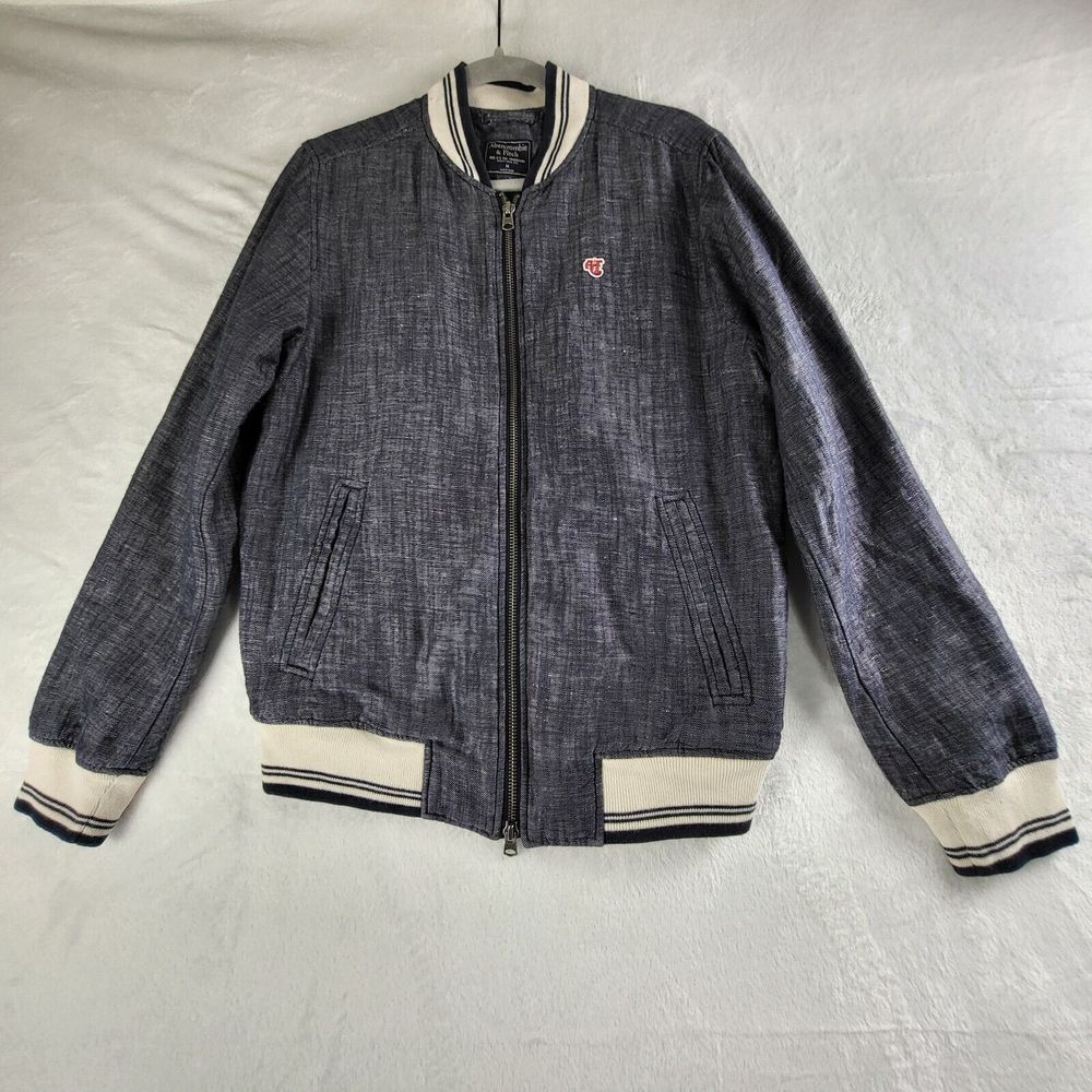 Vintage Abercrombie & Fitch Y2K Jacket‎ Men M Heather Black Full Zip Preppy Logo